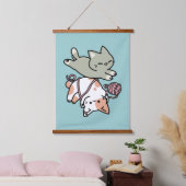 Paws and Play – Adorable Cat Illustration Hangend Wandkleed (Slaapkamer)