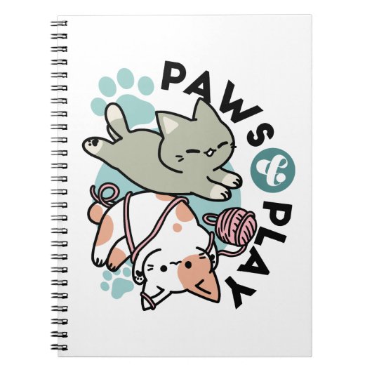 Paws and Play – Adorable Cat Illustration Notitieboek (Voorkant)