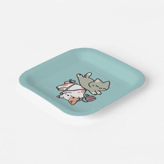 Paws and Play – Adorable Cat Illustration Papieren Bordje (Gebogen)
