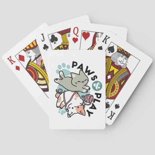 Paws and Play – Adorable Cat Illustration Pokerkaarten (Achterkant)