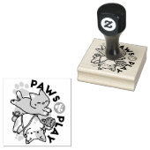 Paws and Play – Adorable Cat Illustration Rubberstempel (Gestempeld)