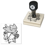 Paws and Play – Adorable Cat Illustration Rubberstempel (Gestempeld)