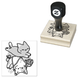 Paws and Play – Adorable Cat Illustration Rubberstempel