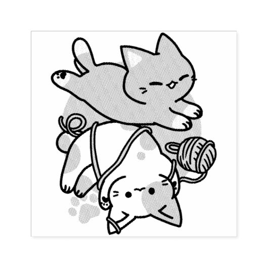 Paws and Play – Adorable Cat Illustration Rubberstempel (Afrduk)