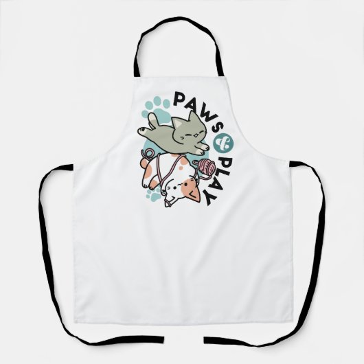 Paws and Play – Adorable Cat Illustration Schort (Voorkant)