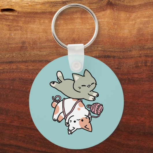 Paws and Play – Adorable Cat Illustration Sleutelhanger (Voorkant)