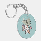 Paws and Play – Adorable Cat Illustration Sleutelhanger (Voorkant Links)