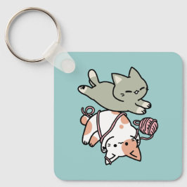 Paws and Play – Adorable Cat Illustration Sleutelhanger
