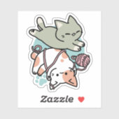Paws and Play – Adorable Cat Illustration Sticker (Vel)