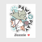 Paws and Play – Adorable Cat Illustration Sticker (Vel)