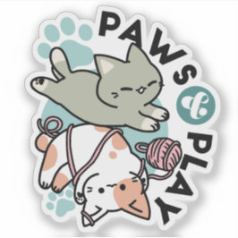 Paws and Play – Adorable Cat Illustration Sticker