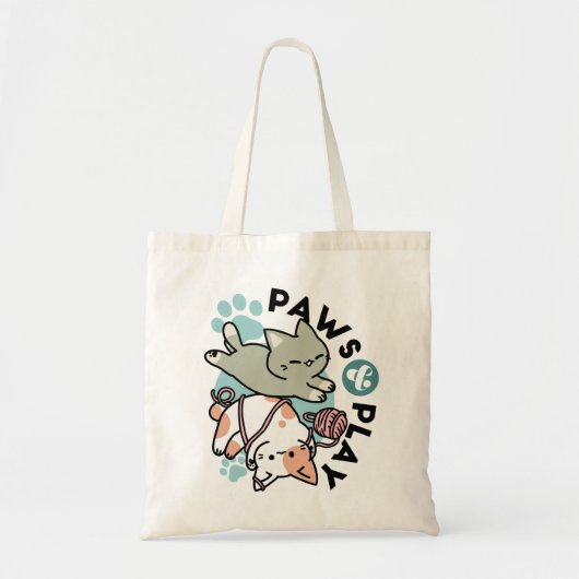 Paws and Play – Adorable Cat Illustration Tote Bag (Voorkant)