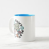 Paws and Play – Adorable Cat Illustration Tweekleurige Koffiemok (Voorkant links)