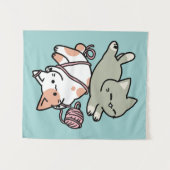 Paws and Play – Adorable Cat Illustration Wandkleed (Voorkant (horizontaal))