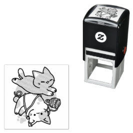 Paws and Play – Adorable Cat Illustration Zelfinktende Stempel