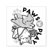 Paws and Play – Adorable Cat Illustration Zelfinktende Stempel (Design)