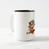 "Paws and Sip: Cat Photo Ceramic tweekleurige Mok" Tweekleurige Koffiemok (Voorkant links)