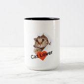 "Paws and Sip: Cat Photo Ceramic tweekleurige Mok" Tweekleurige Koffiemok (Center)