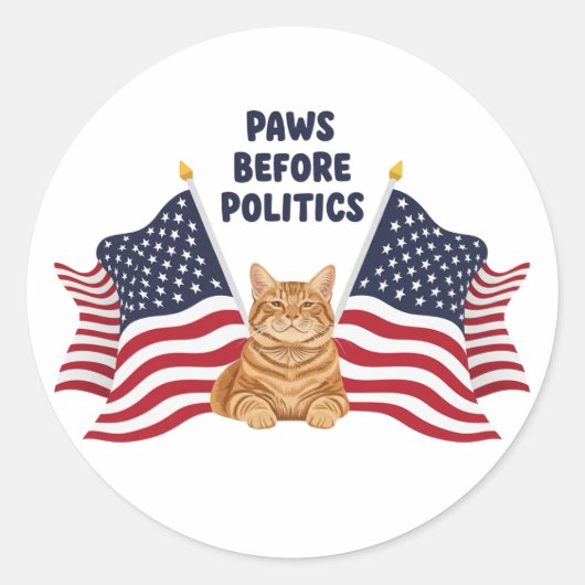Paws Before Politics beroemd gemaakt door Patrioti Ronde Sticker (Voorkant)