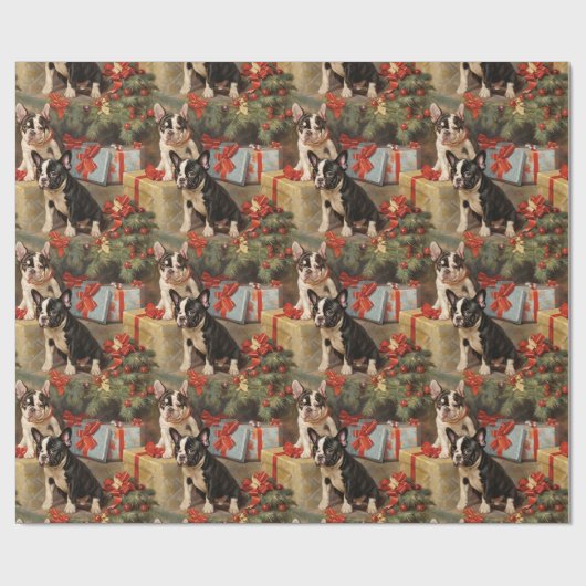 Paws & Cadeaus Franse Bulldog Kerst Cadeaupapier (Vlak)