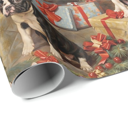 Paws & Cadeaus Franse Bulldog Kerst Cadeaupapier (Rol Hoek)