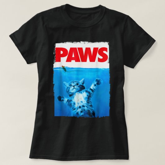 Paws Cat and Mouse Top, Cute Funny Cat Lover Parod T-shirt (Design voorkant)