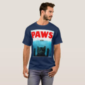 Paws Cat Jaws Grappige film Parodie T-shirt (Voorkant volledig)