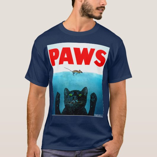 Paws Cat Jaws Grappige film Parodie T-shirt (Voorkant)