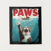 PAWS Cat Kat Parodie op het Jaws Movie Poster Wandkleed (Voorkant)