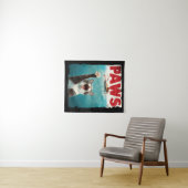 PAWS Cat Kat Parodie op het Jaws Movie Poster Wandkleed (In Situ (horizontaal))