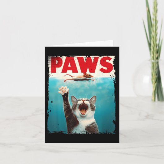 Paws Cat Mouse Parodie Cat Shark Chasing Muis Kitt Kaart (Voorkant)