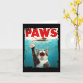 Paws Cat Mouse Parodie Cat Shark Chasing Muis Kitt Kaart (Gele Bloem)