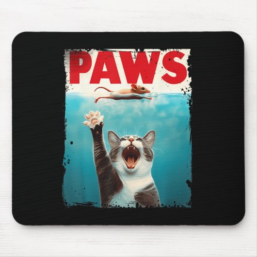 Paws Cat Mouse Parodie Cat Shark Chasing Muis Kitt Muismat (Voorkant)