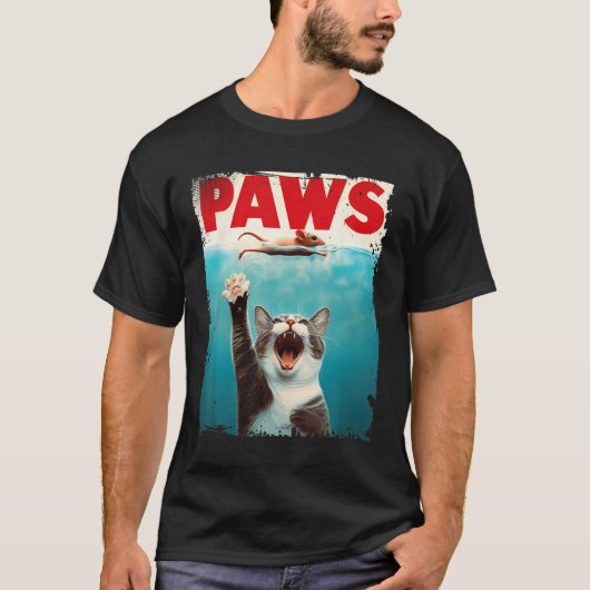 Paws Cat Mouse Parodie Cat Shark Chasing Muis Kitt T-shirt (Voorkant)