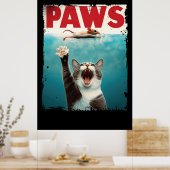 PAWS Cat Mouse Parodie op het Jaws Movie Poster (Keuken)