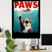 PAWS Cat Mouse Parodie op het Jaws Movie Poster (Thuiskantoor)