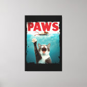 PAWS Cat Mouse Parodie op het Jaws Movie Poster Canvas Afdruk (Voorkant)