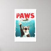 PAWS Cat Mouse Parodie op het Jaws Movie Poster Canvas Afdruk (Voorkant)