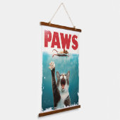 PAWS Cat Mouse Parodie op het Jaws Movie Poster Hangend Wandkleed (Gebogen)