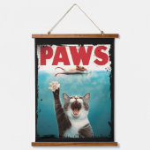 PAWS Cat Mouse Parodie op het Jaws Movie Poster Hangend Wandkleed (Voorkant)