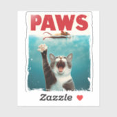 PAWS Cat Mouse Parodie op het Jaws Movie Poster Sticker (Vel)