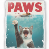 PAWS Cat Mouse Parodie op het Jaws Movie Poster Sticker (Voorkant)