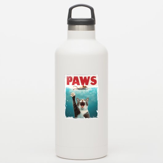 PAWS Cat Mouse Parodie op het Jaws Movie Poster Sticker (Waterfles)