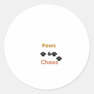 Paws & Chaos Grappige Pootafdruk Klassieke Ronde S Sticker