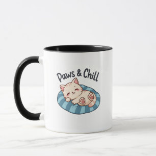Paws & Chill Kat Slapende Illustratie Cartoon Mok