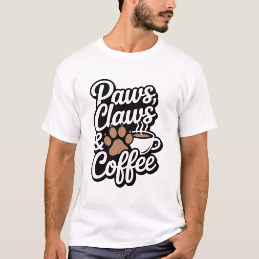 Paws Claws en koffie T-shirt (Voorkant)