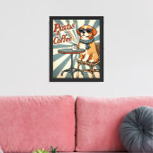 "Paws & Coffee Retro Canvas Print – Cool Dog Café (Insitu (Woonkamer))