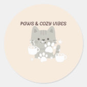 Paws & Cozy Vibes | Mooie Huisdier Muur Kunst & St Ronde Sticker (Voorkant)