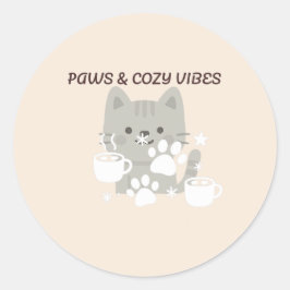 Paws & Cozy Vibes | Mooie Huisdier Muur Kunst & St Ronde Sticker