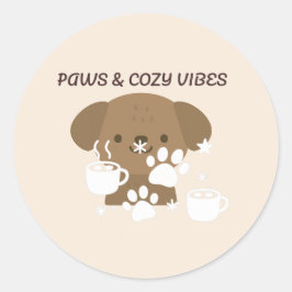 Paws & Cozy Vibes | Mooie Huisdier Muur Kunst & St Ronde Sticker